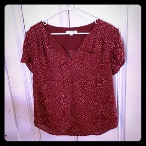Sheer Polka Dotted Cranberry Top